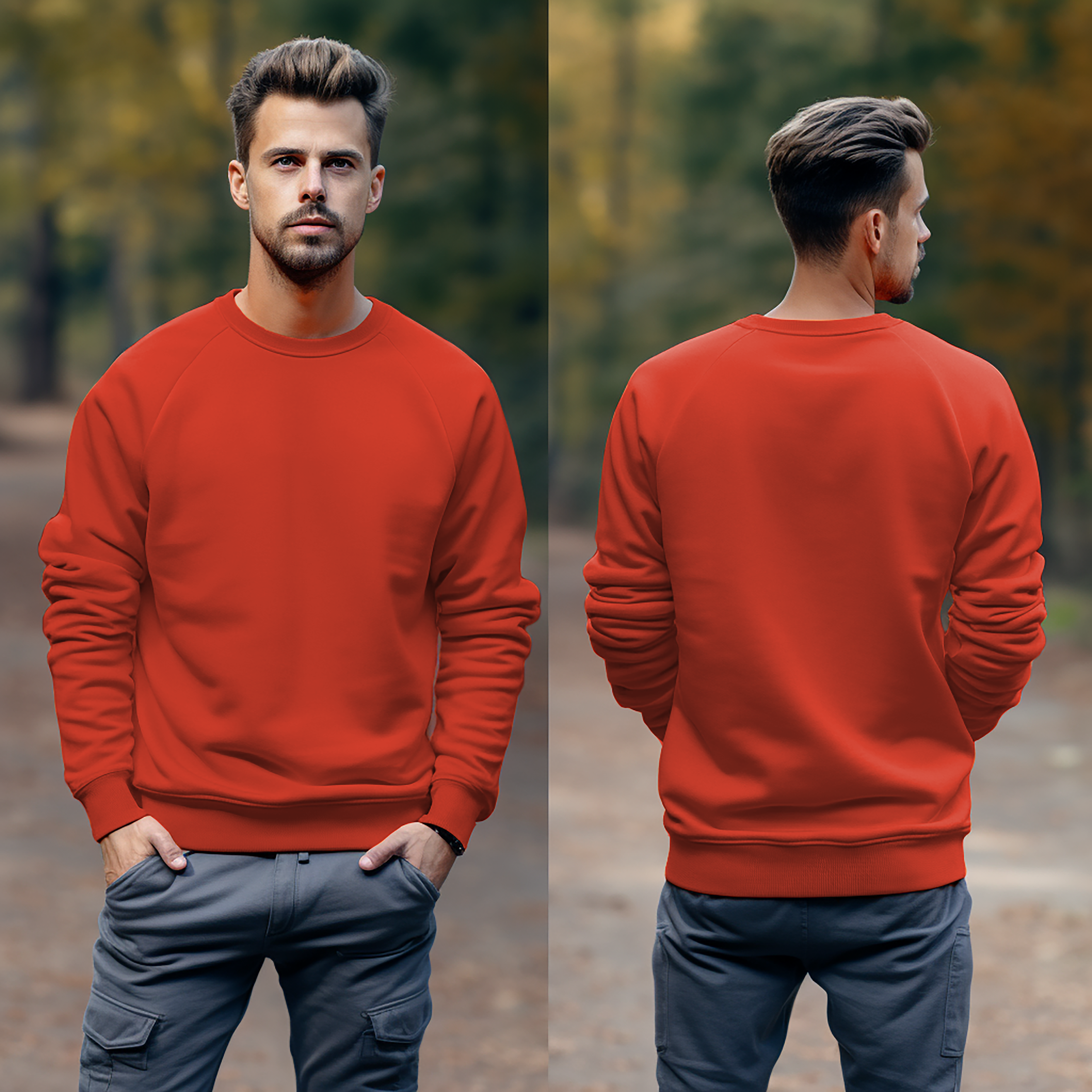 Men Sweatshirt Front and Back View