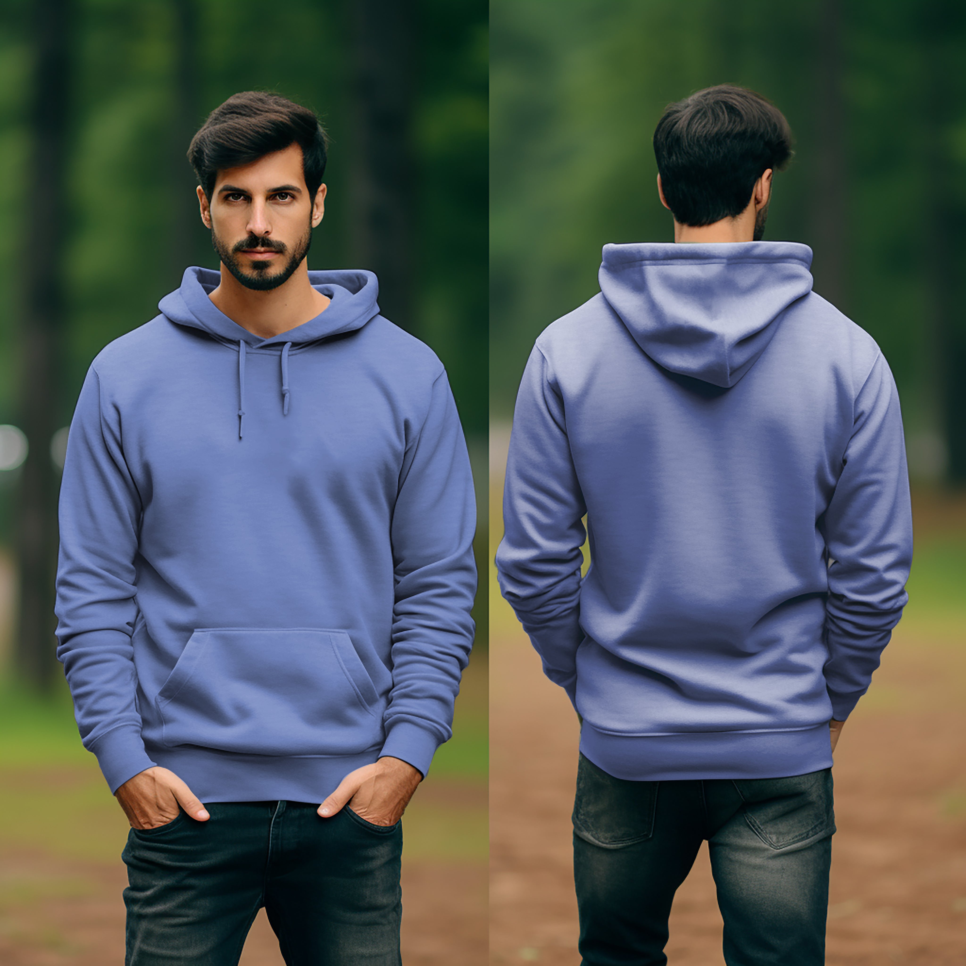 Men Hoodie Front and Back View