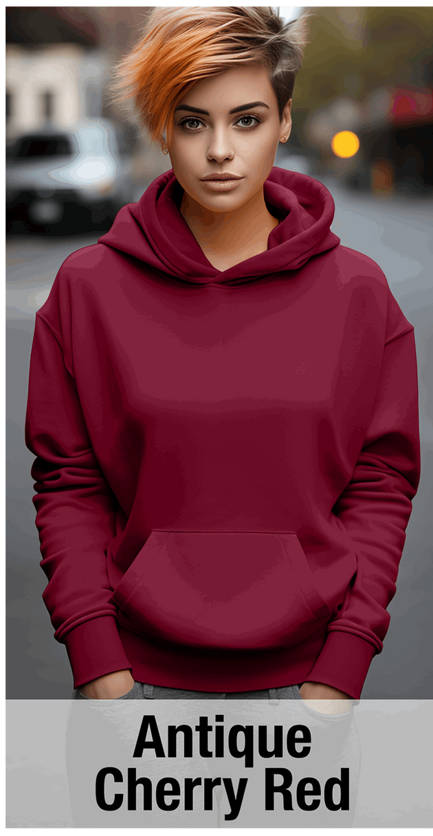 Antique Cherry Red Hoodie with Kangaroo Pocket-MOQ 50 pcs