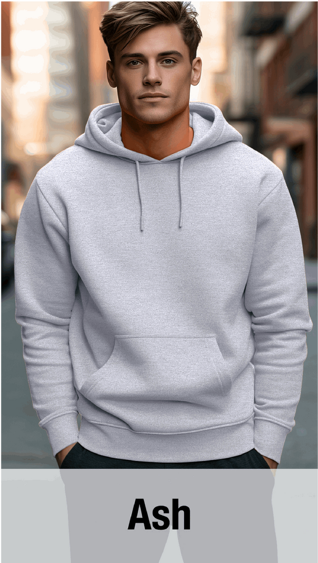 Ash Hoodie with Kangaroo Pocket-MOQ 50 pcs