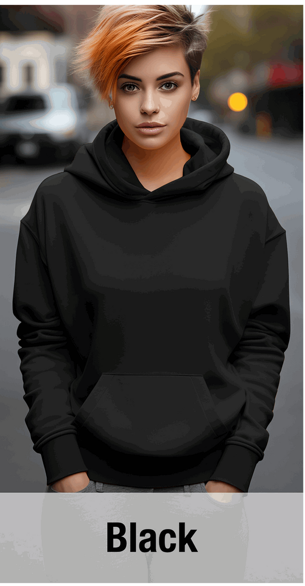 Black Hoodie with Kangaroo Pocket-MOQ 50 pcs