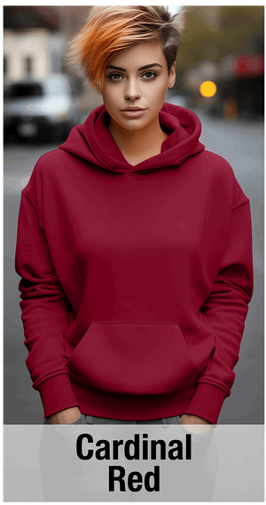 Cardinal Red Hoodie with Kangaroo Pocket-MOQ 50 pcs