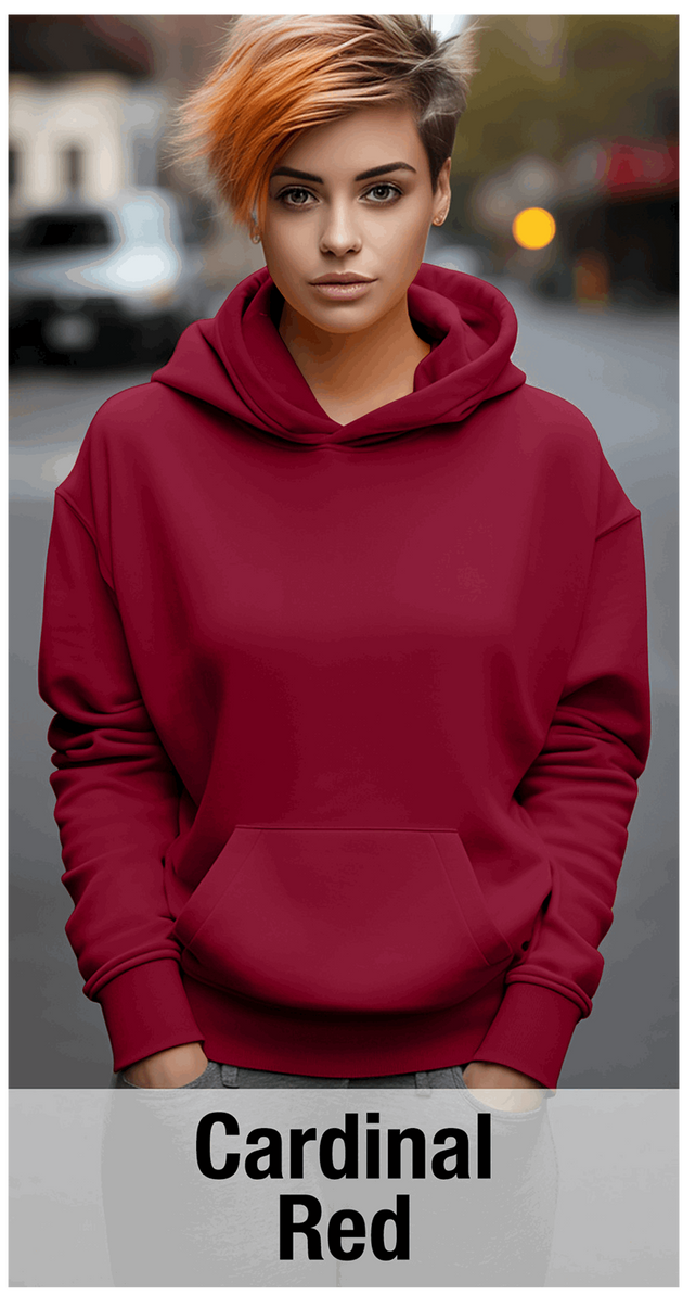 Cardinal Red Hoodie with Kangaroo Pocket-MOQ 50 pcs