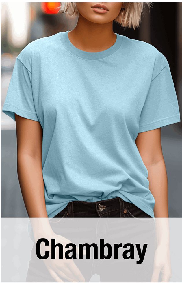 Chambray T-Shirt -MOQ 50 pcs