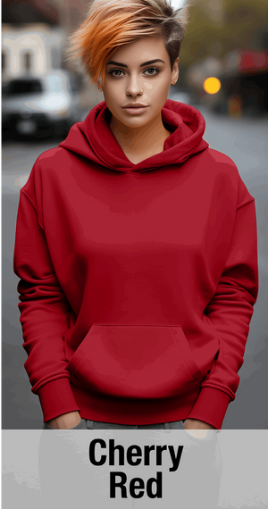 Cherry Red Hoodie with Kangaroo Pocket-MOQ 50 pcs