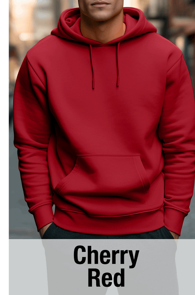 Cherry Red Hoodie with Kangaroo Pocket-MOQ 50 pcs