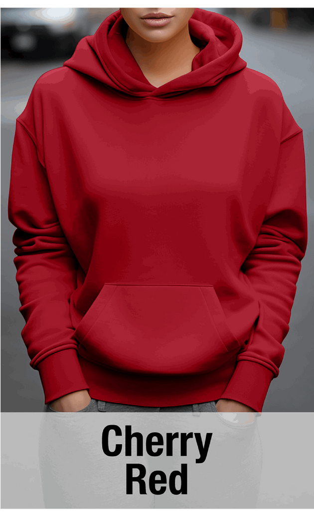 Cherry Red Hoodie with Kangaroo Pocket-MOQ 50 pcs