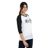 White-Black Raglan 3/4 sleeve  T-Shirt