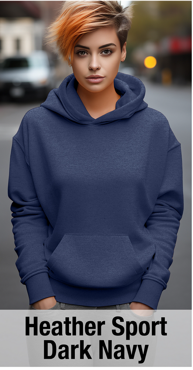 Heather Sport Dark Navy Hoodie with Kangaroo Pocket