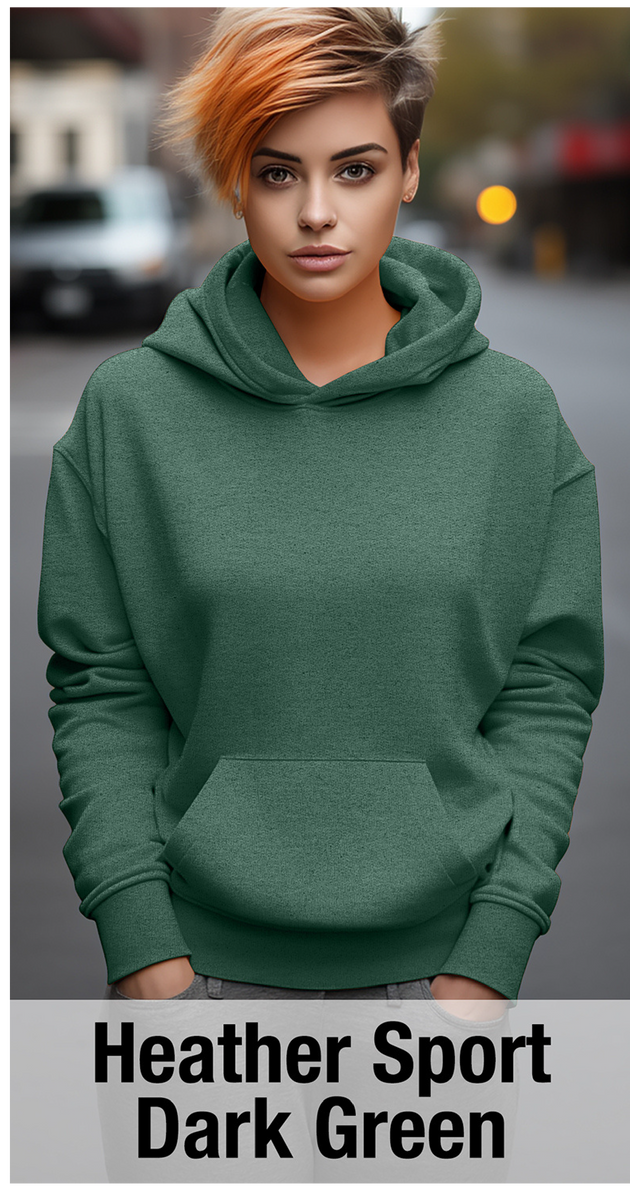 Sweat à capuche vert foncé Heather Sport avec poche kangourou-MOQ 50 pièces