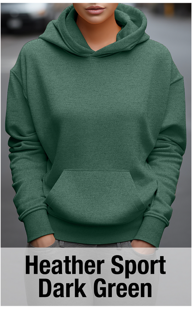 Sweat à capuche vert foncé Heather Sport avec poche kangourou-MOQ 50 pièces