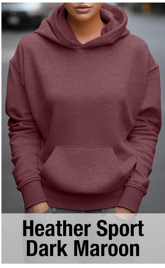 Sweat à capuche Heather Sport Dark Maroon avec poche kangourou-MOQ 50 pièces