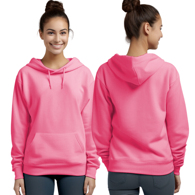 Safety Pink Hoodie with Kangaroo Pocket