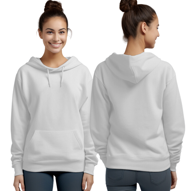 White Hoodie with Kangaroo Pocket