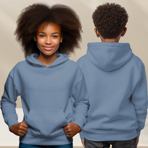 Stone-Blue Hoodie with Kangaroo Pocket