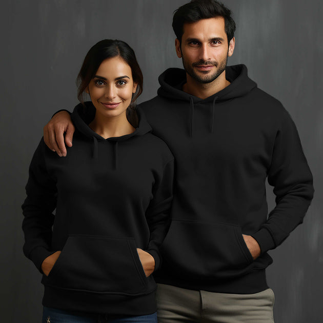 Black Hoodie with Kangaroo Pocket-MOQ 50 pcs