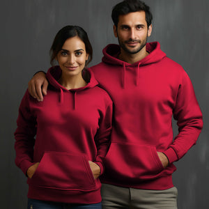 Cherry Red Hoodie with Kangaroo Pocket-MOQ 50 pcs