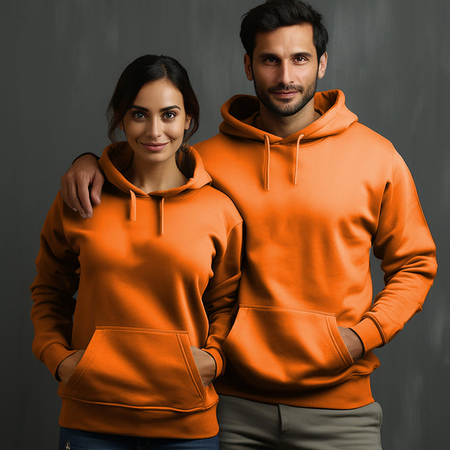 Safety Orange Hoodie with Kangaroo Pocket