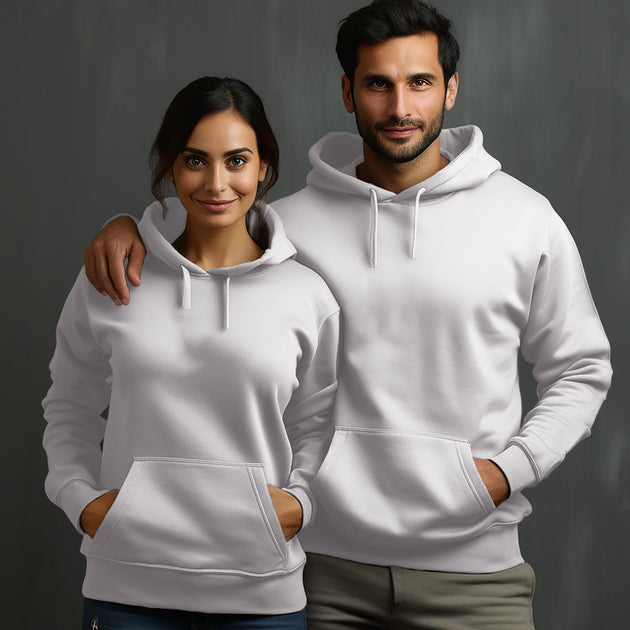 White Hoodie with Kangaroo Pocket