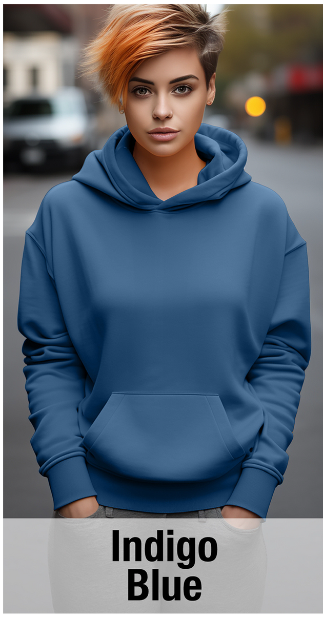 Indigo Blue Hoodie with Kangaroo Pocket