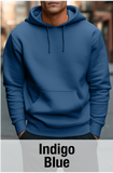 Sweat à capuche bleu indigo avec poche kangourou-MOQ 50 pcs