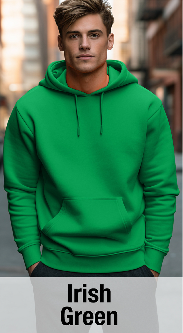 Sweat à capuche vert irlandais avec poche kangourou-MOQ 50 pcs