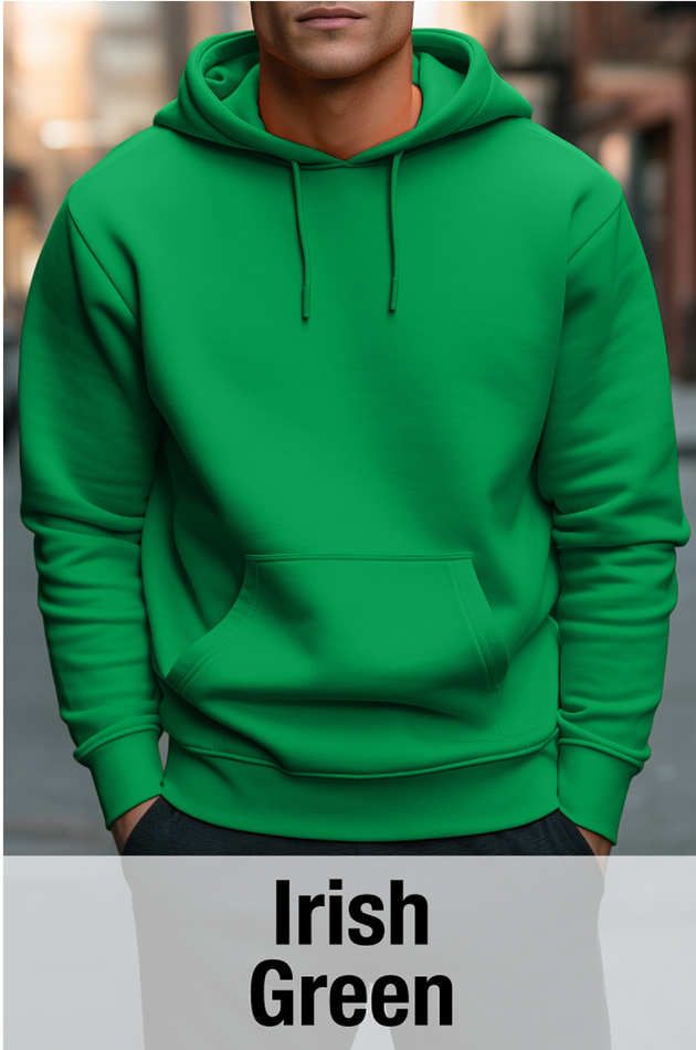 Sweat à capuche vert irlandais avec poche kangourou-MOQ 50 pcs