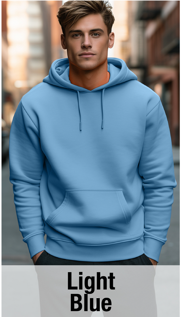 Sweat à capuche bleu clair avec poche kangourou-MOQ 50 pcs