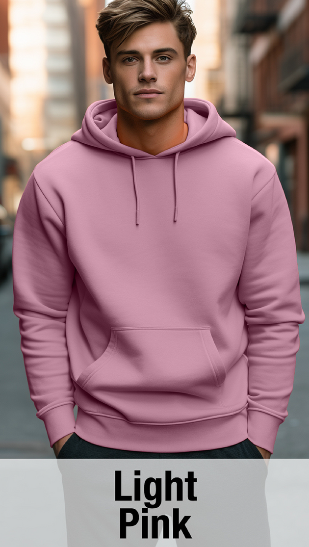 Light Pink Hoodie with Kangaroo Pocket