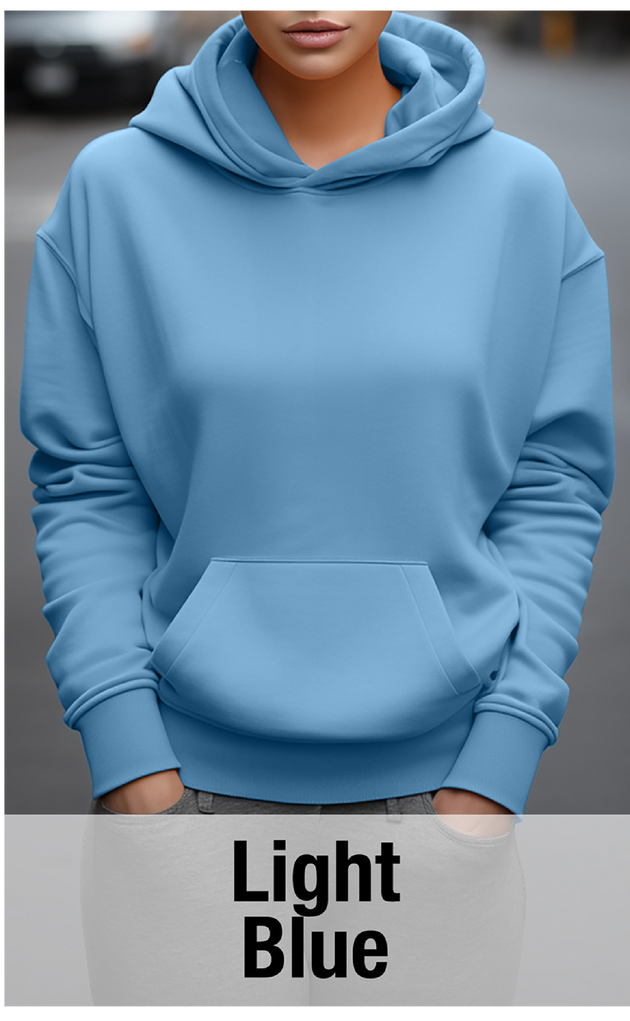 Sweat à capuche bleu clair avec poche kangourou-MOQ 50 pcs