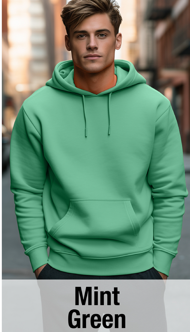 Sweat à capuche vert menthe avec poche kangourou-MOQ 50 pcs