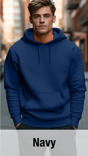 Navy Hoodie with Kangaroo Pocket-MOQ 50 pcs