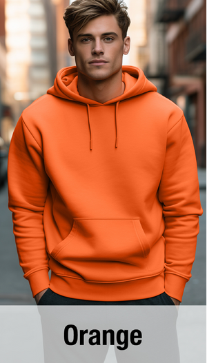 Orange Hoodie with Kangaroo Pocket-MOQ 50 pcs