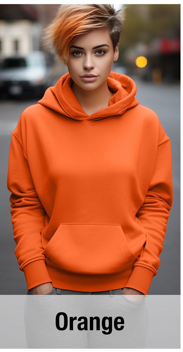 Sweat à capuche orange avec poche kangourou-MOQ 50 pièces