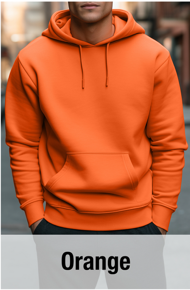 Sweat à capuche orange avec poche kangourou-MOQ 50 pièces