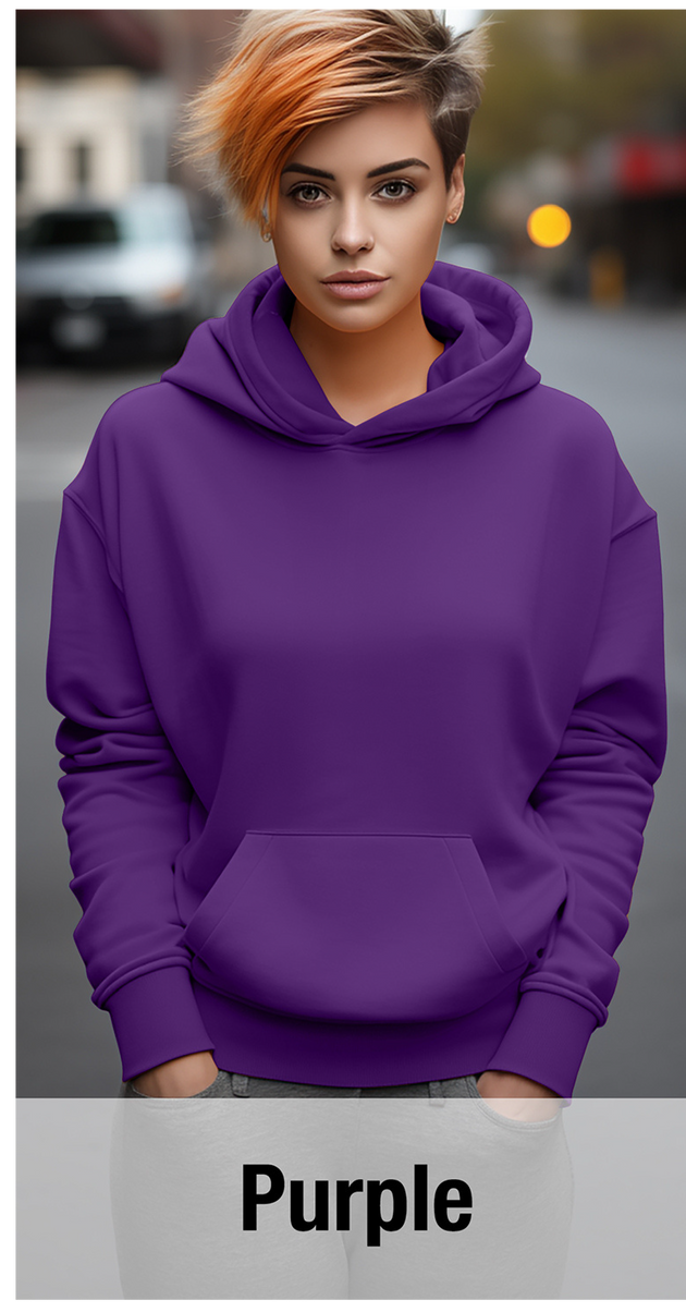 Sweat à capuche violet avec poche kangourou-MOQ 50 pièces