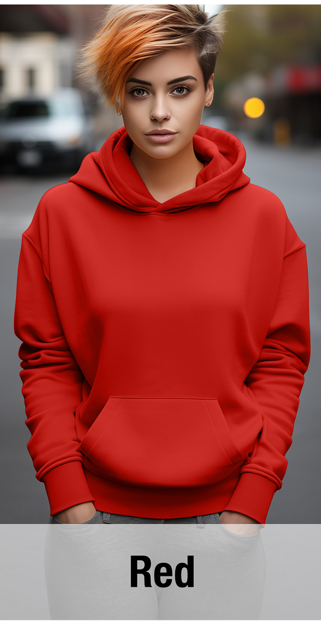 Sweat à capuche rouge avec poche kangourou-MOQ 50 pcs