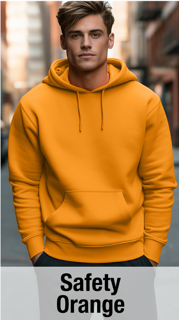 Sweat à capuche orange de sécurité avec poche kangourou-MOQ 50 pièces