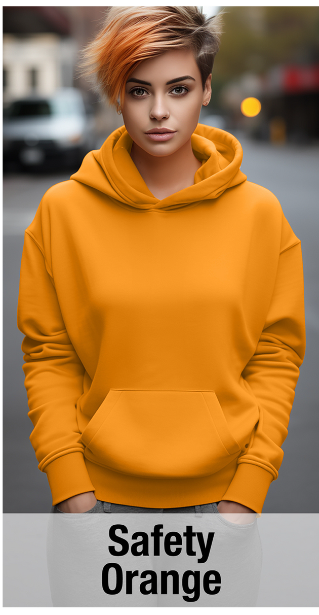 Safety Orange Hoodie with Kangaroo Pocket