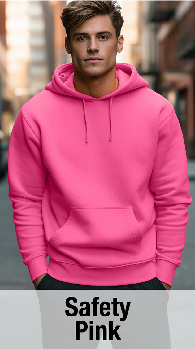 Sweat à capuche rose de sécurité avec poche kangourou-MOQ 50 pcs