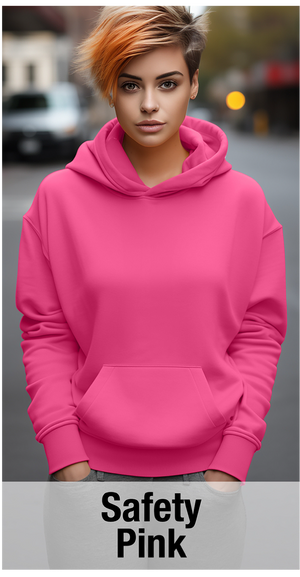 Sweat à capuche rose de sécurité avec poche kangourou-MOQ 50 pcs