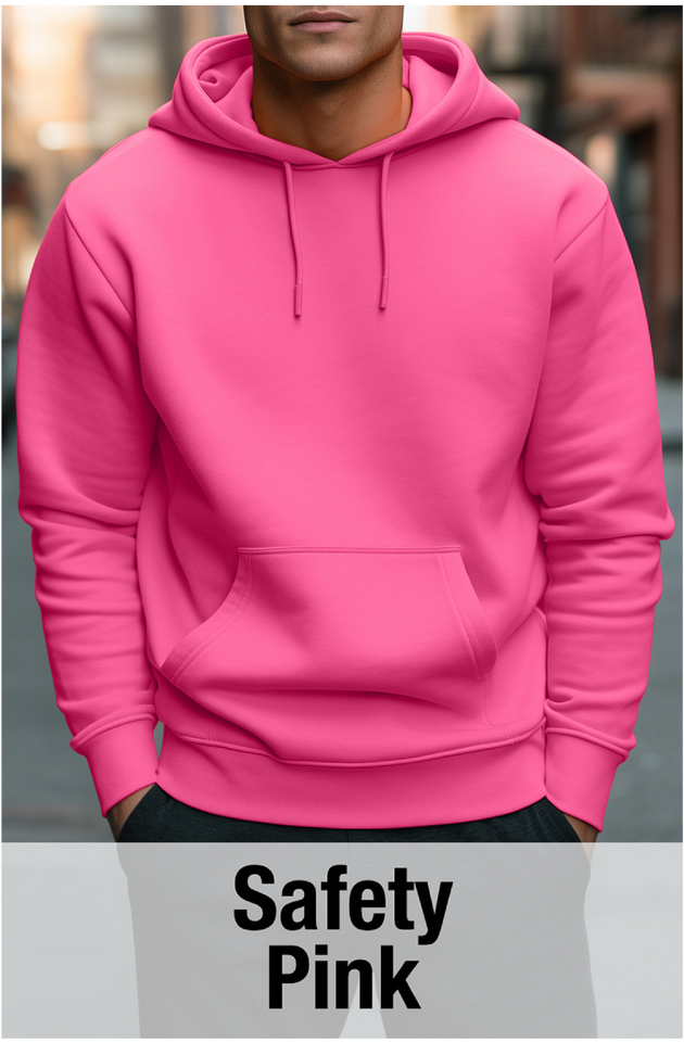 Safety Pink Hoodie with Kangaroo Pocket