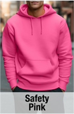 Sweat à capuche rose de sécurité avec poche kangourou-MOQ 50 pcs