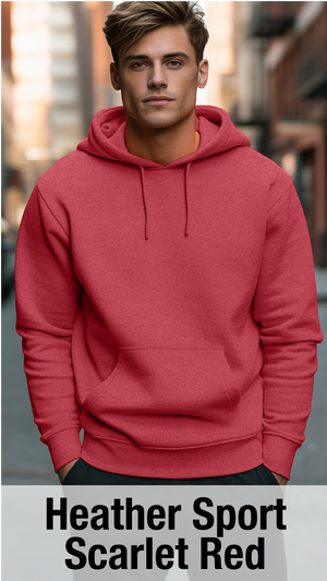 Heather Sport Scarlet Hoodie with Kangaroo Pocket