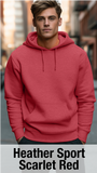 Sweat à capuche Heather Sport Scarlet avec poche kangourou-MOQ 50 pièces