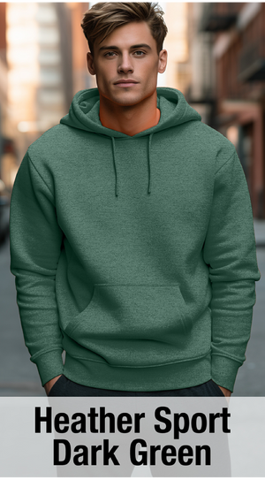 Heather Sport Dark Green Hoodie with Kangaroo Pocket-MOQ 50 pcs