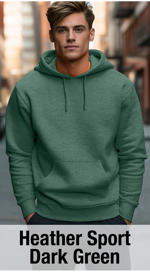 Heather Sport Dark Green Hoodie with Kangaroo Pocket