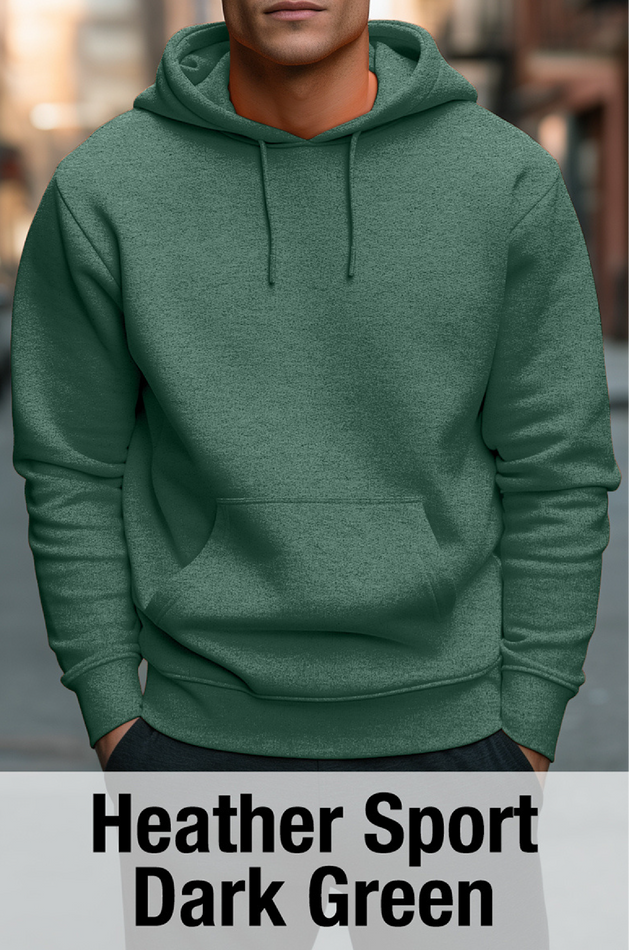 Heather Sport Dark Green Hoodie with Kangaroo Pocket