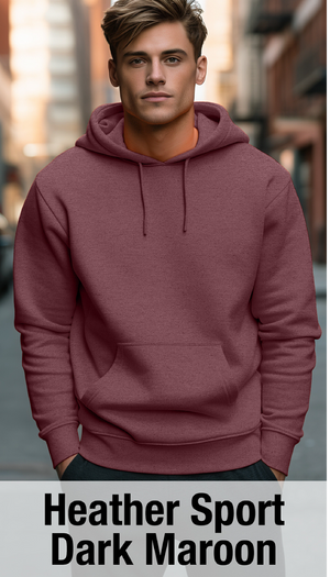 Heather Sport Dark Maroon Hoodie with Kangaroo Pocket