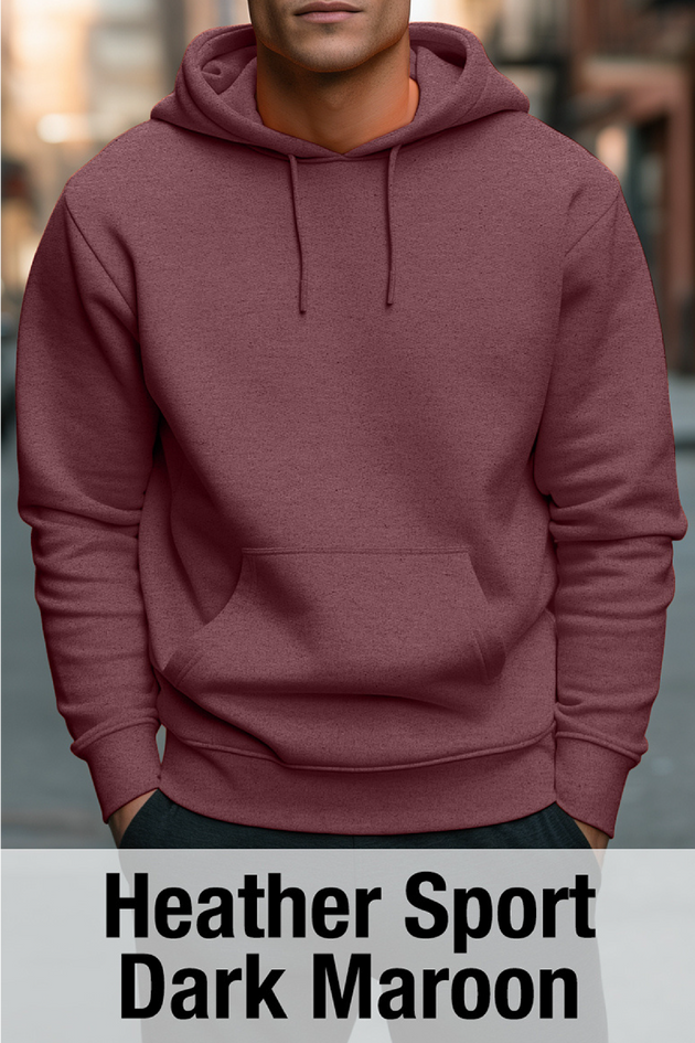 Sweat à capuche Heather Sport Dark Maroon avec poche kangourou-MOQ 50 pièces